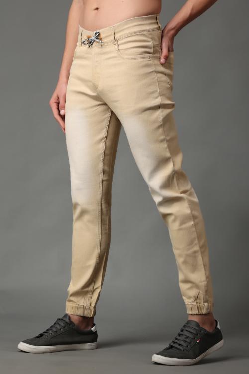 Editlook Men's Light Yellow Mid Wash Jogger-26