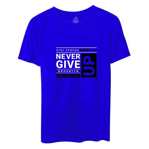 Mens Royal Blue Never Give Up T Shirt