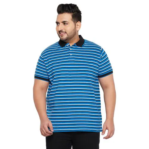 Bigbanana Men Plus Size Frontal Stripped Polo Tshirt