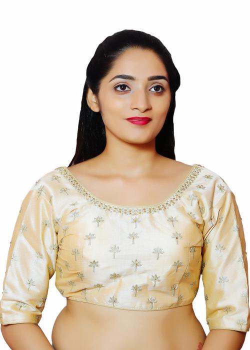 Neonshy Women Golden Readymade Saree Blouse