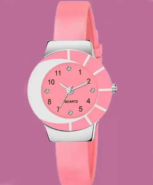 Qaliba Analog Black Dial Pink Strap Watch For Men