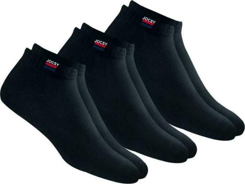 Jemox Men And Women Black Solid Cotton And Polyster Ankle Length Socks - Free (Pack Of 3)