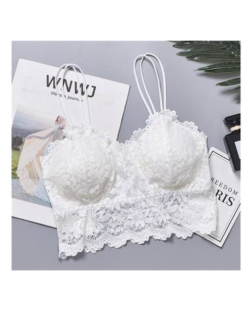 VS Beauti Women Bralette Lightly Padded Lace Bra WHITE