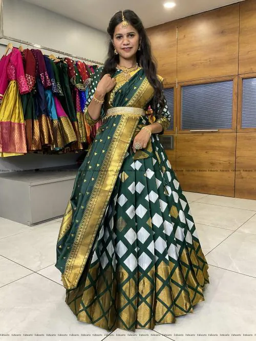 FABCARTZ South Indian Traditonal Wedding Half Saree for Women