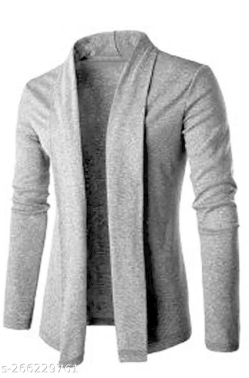 NEMO FASHION Men Cardigan Mid-length Men's Knit Sweater Jacket, Slim-fit Base Spring and Autumn Sweater Lapel Cardigan (GREY) - S