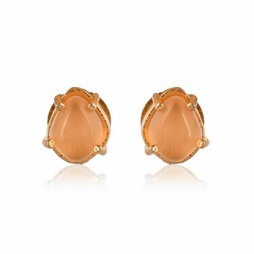 Avisha Designer Gold Plated Sapphire Oval Stud Earring For Women & Girl | Light weight Fashion Jewellery