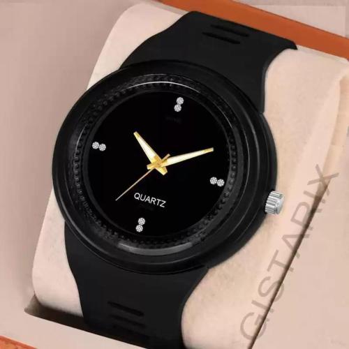 Qaliba Analog Black Dial Black Strap Watch For Boys And Girls