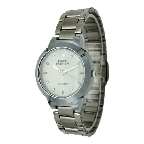 HMT FASHION Round Medium Size 30mm White Quartz Movement Dial Watch for Women and Giris S7400W