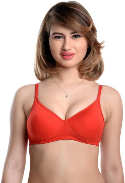 Buy Teusy Women Red Cotton Blend T-Shirt Non Padded Bra (32) Online at Best  Prices in India - JioMart.