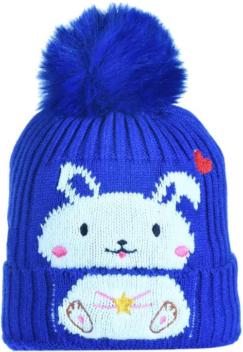 Soku Shopee Boys and Girls Blue Woven Wool Blend Cap