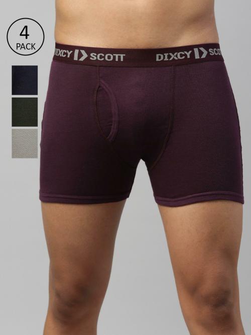 Dixcy Scott Maximus Men's Assorted Solid Cotton Pack of 4 Trunks