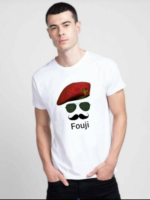 Rampars Men White Graphic Print Poly Cotton T-Shirt, L (Pack of 1)