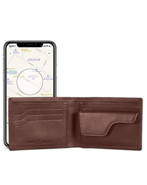 CUIR ALLY Men Genuine Leather Anti-Theft Bluetooth Track able Explorer Smart Wallet, iOS and Android Compatible Technology (Brown)