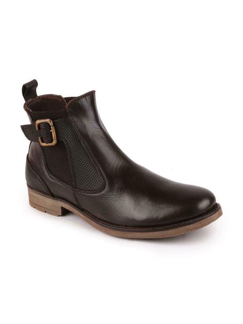 FAUSTO Men's Brown Casual Leather Lace-Up Boots