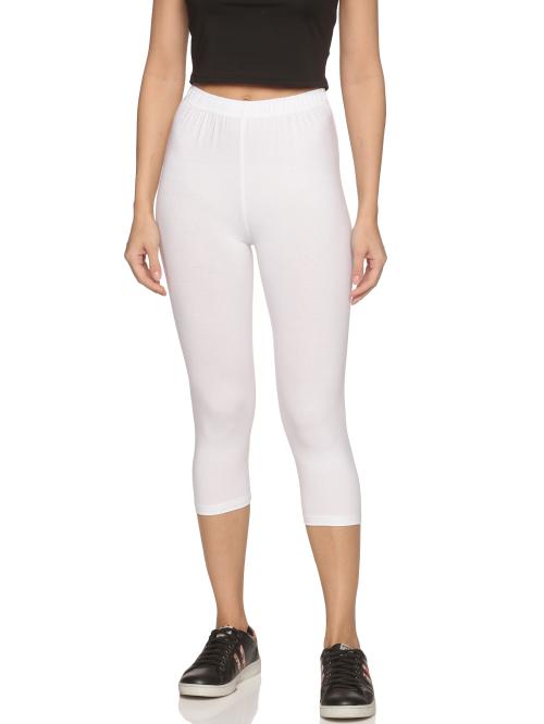 OUTFLITS LADIES LEGGINGS CAPRI(WHITE,S)