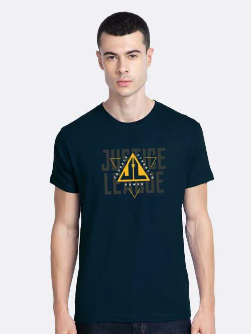 Bewakoof Men Justice League Triad Printed Half Sleeve Round Neck T-Shirt