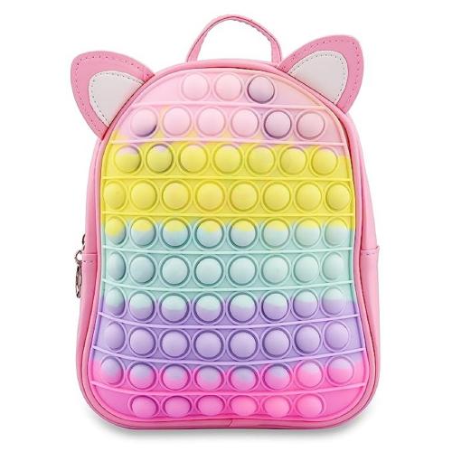 SAEKOS Pop It Casual Backpack Synthetic & Silicon Casual Backpack for Kids, Waterproof Fabric Pop Fidget Stress Relief Toy