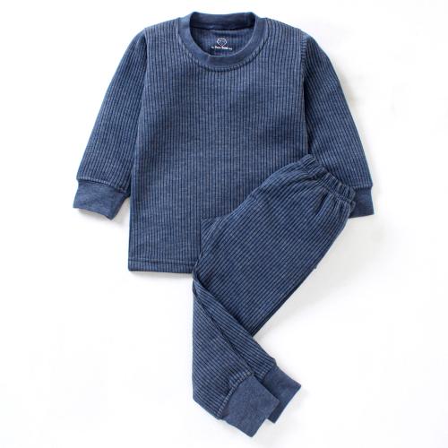 The Boo Boo Club Kids Winter wear Thermal Full Sleeves Body Warmer top and Pyjama Set for Boys & Girls Blue