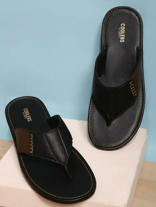 COOLERS By Liberty Avn-13_Black Slippers For Men