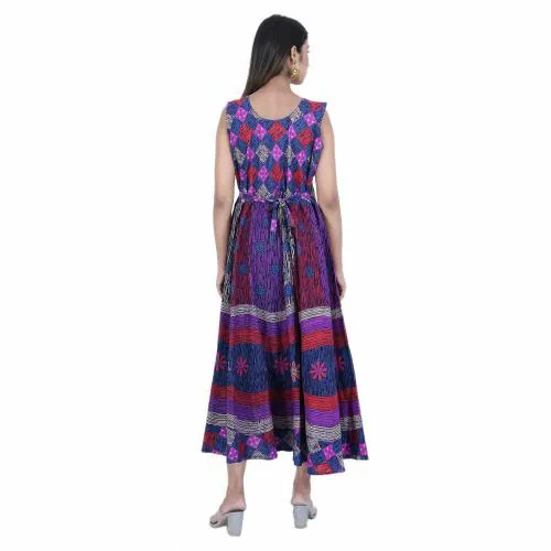 Rangun Women Maxi Cotton Blue Color Printed Dress