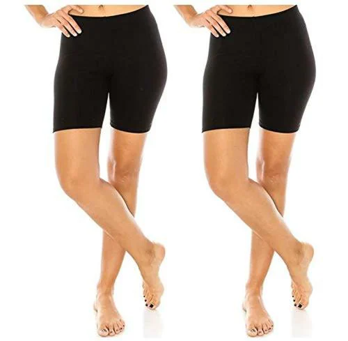 Regalia Procot Women's Boyshort Panties Shorties Skin Tight Under Skirt, Yoga, Gym 4 Way Stretchable Cotton Lycra Fabric Pack of 2/3 (XL, Black 2, x_l)