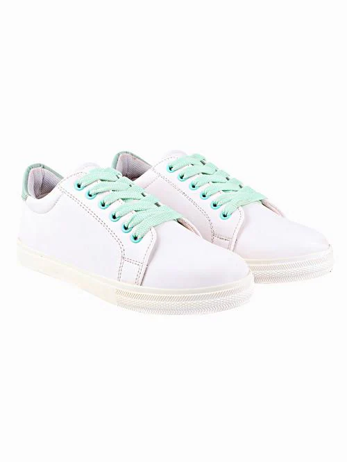 Shoetopia Womens White Lace Up Casual Walking Sneakers Shoes
