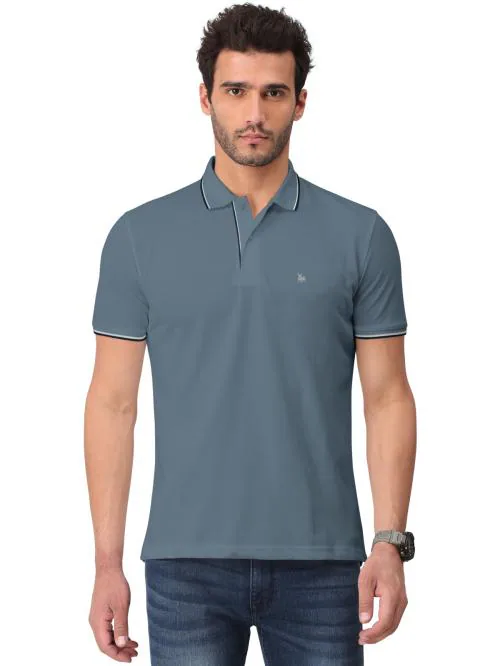 Buy BULLMER Blue Solid Half Sleeve Collar Neck / Polo Tshirts for Men T ...