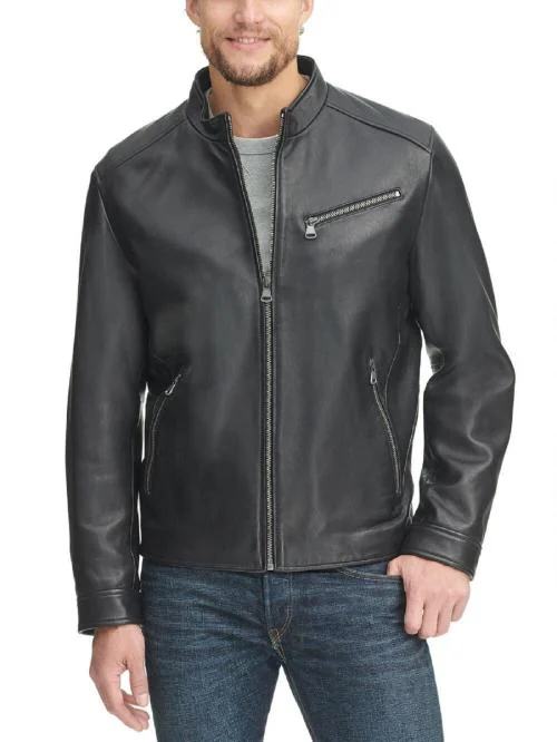 PRIME LEATHER STUDIO Men's Black Hand made Genuine lambskin leather Winter Jacket