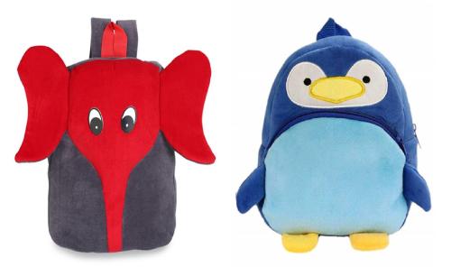 Kiddiewink Cute Kid's Soft Velvet Animal Cartoon School Backpack Bag for Baby Boy/Girl(2-6 Years) Pack of 2