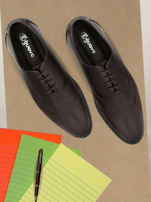 Guava Men's Brown Oxford Brogue Genuine Leather Formal Shoes