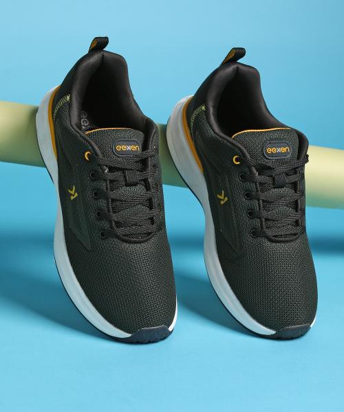 Paragon Eeken Forest Green & Yellow Lightweight Anti-Skid Walking Shoes for Men