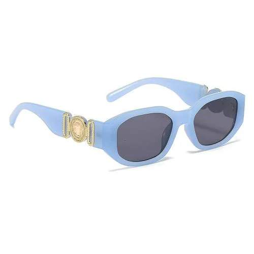 UV Protected Retro Rectangular Sunglasses for Men & Women (Blue-Black)