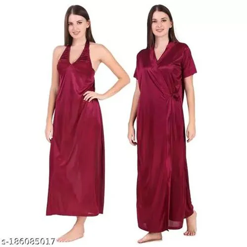 Buy Farry Aradhya Fashionable Women Nightdresses (Maroon) Online at