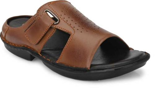 Royal Cruzz Synthetic Leather Tan Slip-on Sandals For Men