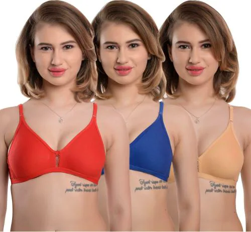 Kidokart NEW JALI NON PADDED BRA Women T-Shirt Non Padded Bra (Multicolor) PACK OF 3