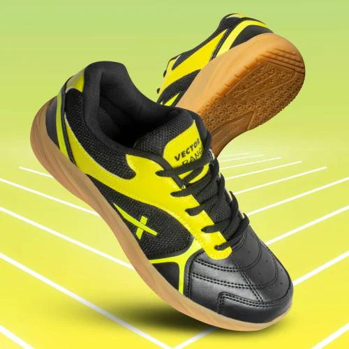 Vector X Ranger Badminton/Tennis Court Shoe for Men(Black-Green)