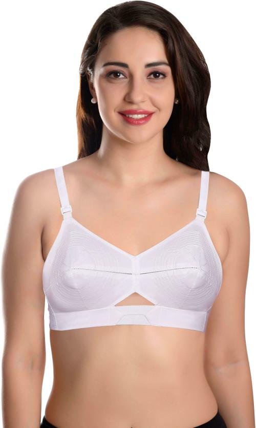 Featherline Women White Pure Cotton Minimiser Bra (42C)
