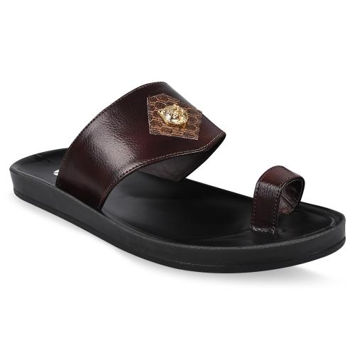 SFR Champion Synthetic Leather Brown Ethnic Chappal Sandals for Men