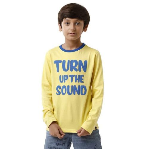 PIPIN Boys Yellow Printed Cotton T-Shirt - 11-12 Years