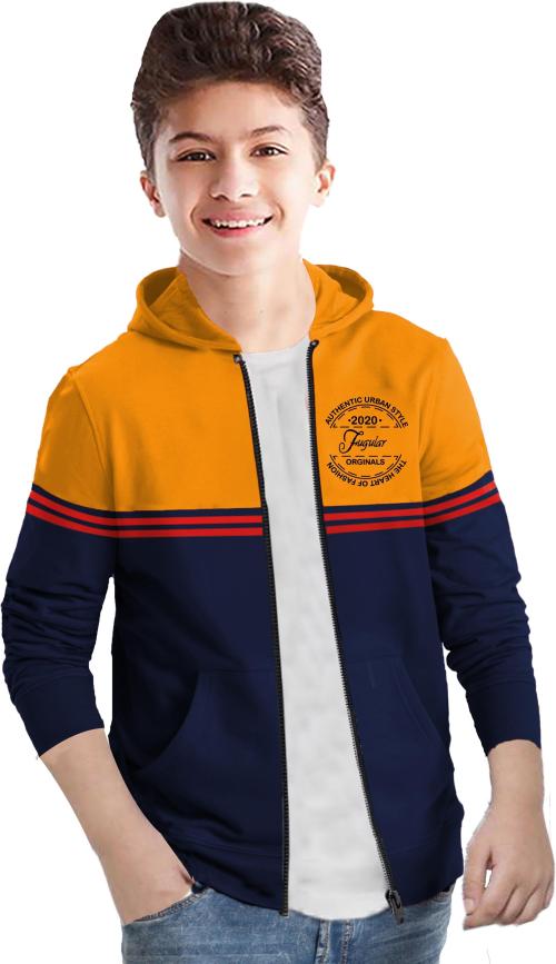 Jugular Boys Blue Colorblock Pure Cotton Casual Jacket (15-16 Years)