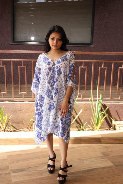 RAJORIA INSTYLE Women's Georgette Digital Print Kaftan/Beach Coverup/Bikini Coverup/Kaftan Coverup/Body Coverup Top/Drees/Colorfull ZZXA-1-ONE SIZE