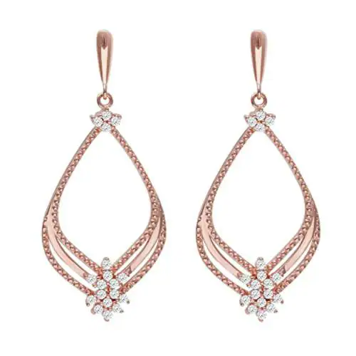 Giva Sterling Silver Rose Gold Princess Earrings For Women
