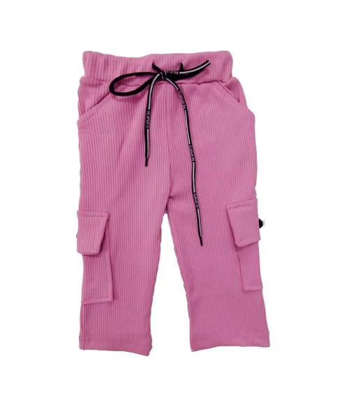 little funky cotton blended casual regular fit solid color cargo pants for trendy kids girls