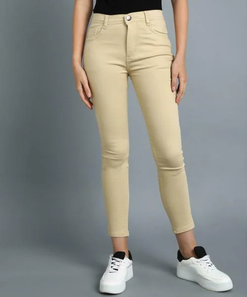 Nifty Women Beige Solid Denim Jeans