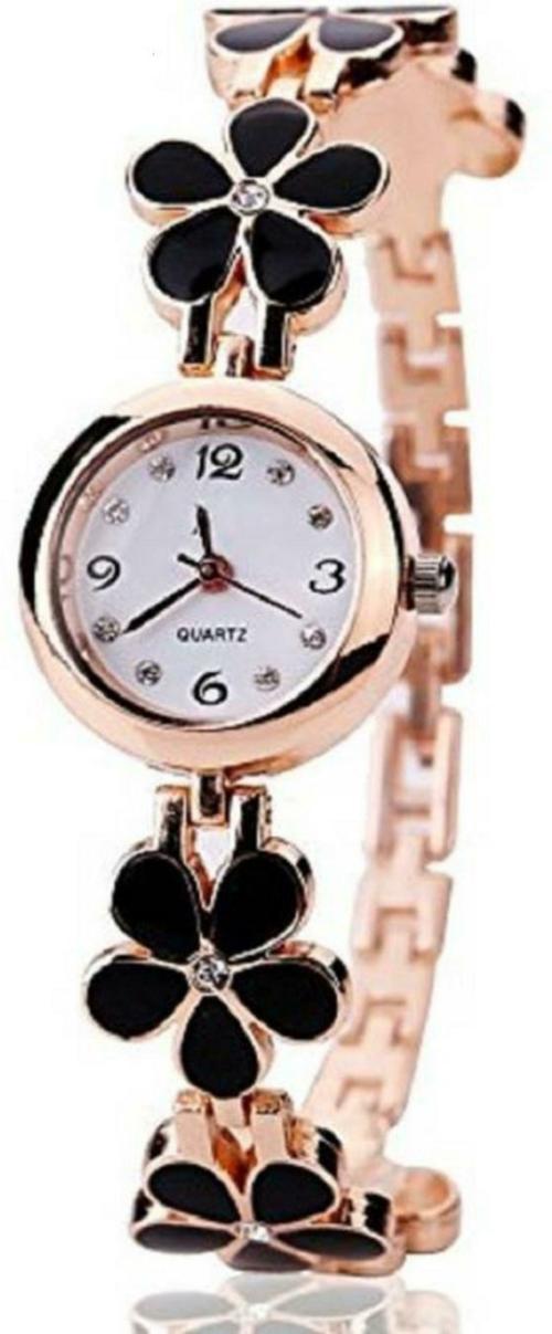 HRV White Dial Rose Gold Strap Analog Watch For Women