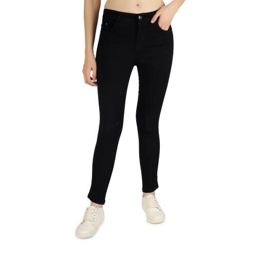 Forgive Women's Skinny Fit Stretchable Denim Jeans (Black, Size 30)
