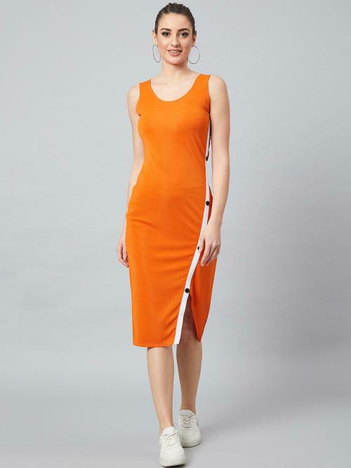 Poshbery Women Orange Solid Dress