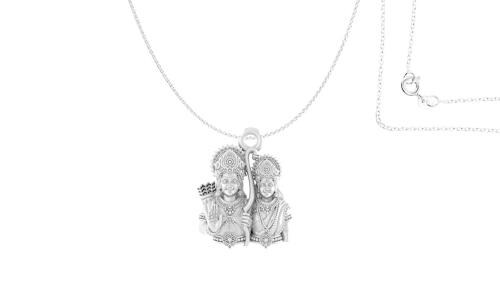 Akshat Sapphire Pure Silver God Ram Sita Pendant With Chain Suitable For Men and Women