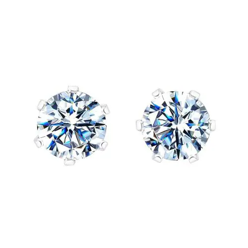HighSpark 92.5 Sterling Silver Round Solitaire Stud Earrings| Sizes from 4mm