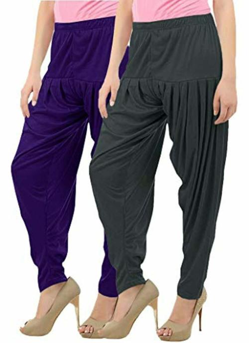 Buy That Trendz Women Multicolor Solid Cotton Viscose Lycra Patiala Pants (Pack of 2)